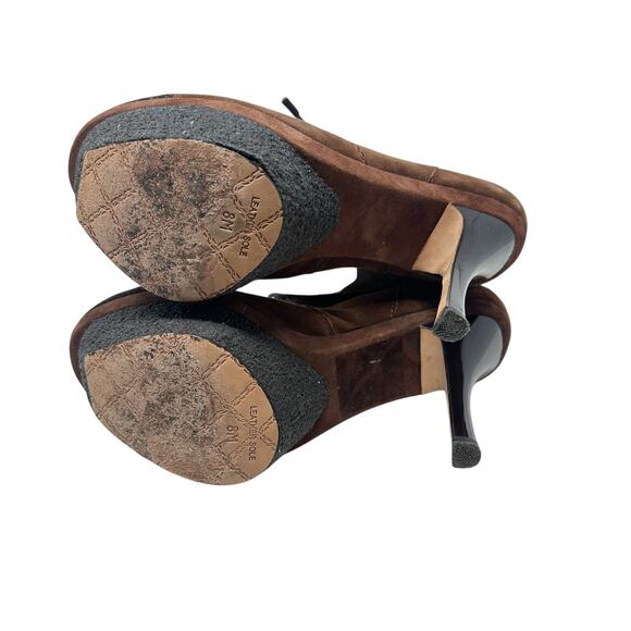 L.A.M.B‎ Pier Booties Suede Shearling Platform Boots High Heels Brown Size US 8 - Picture 12 of 14